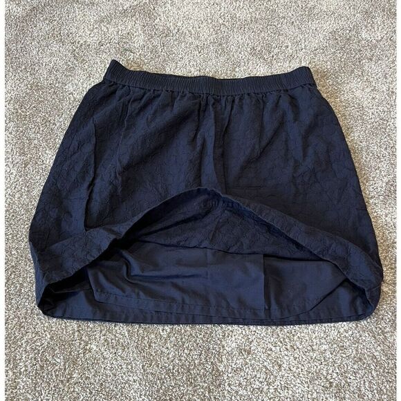 Talbots Women Skirt Black Cotton Embroidered Elastic Waist size M - Picture 3 of 8